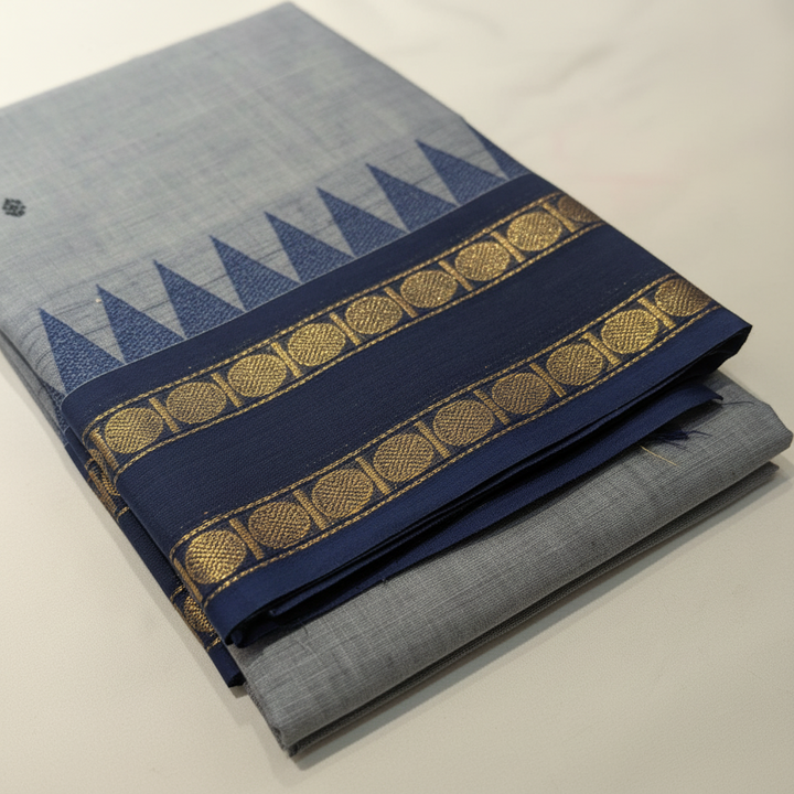 KUBERAN METALLIC BLUE COTTON SAREE