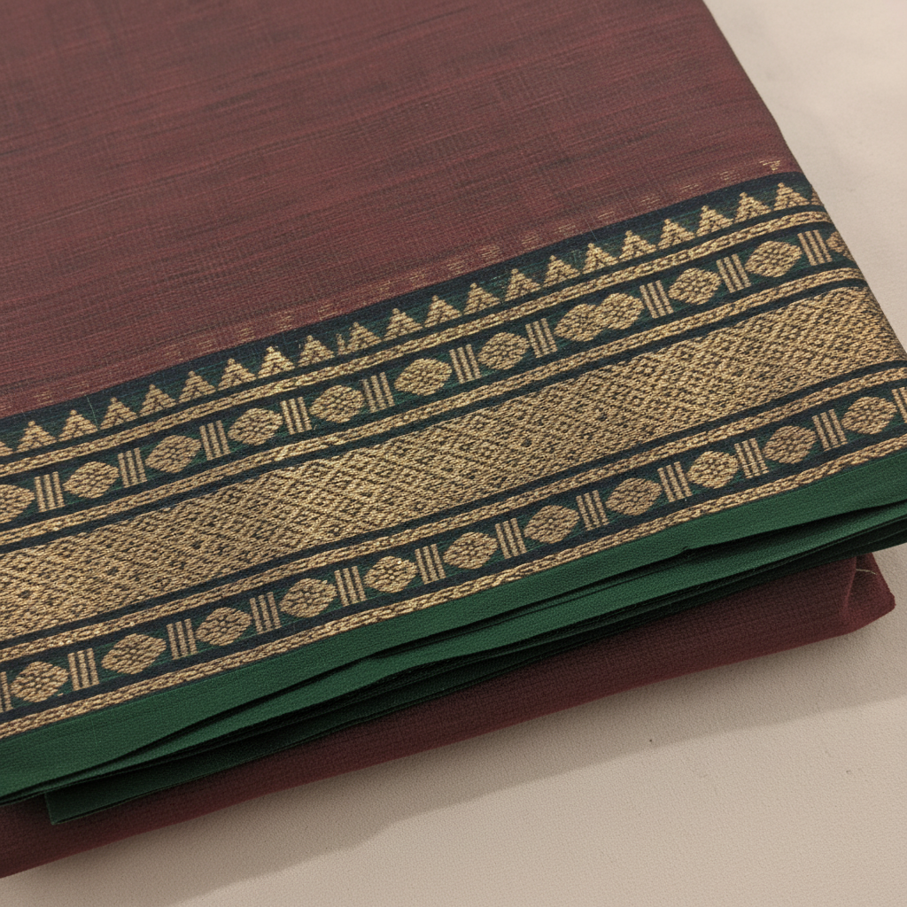 KUBERAN MAROON COTTON SAREE