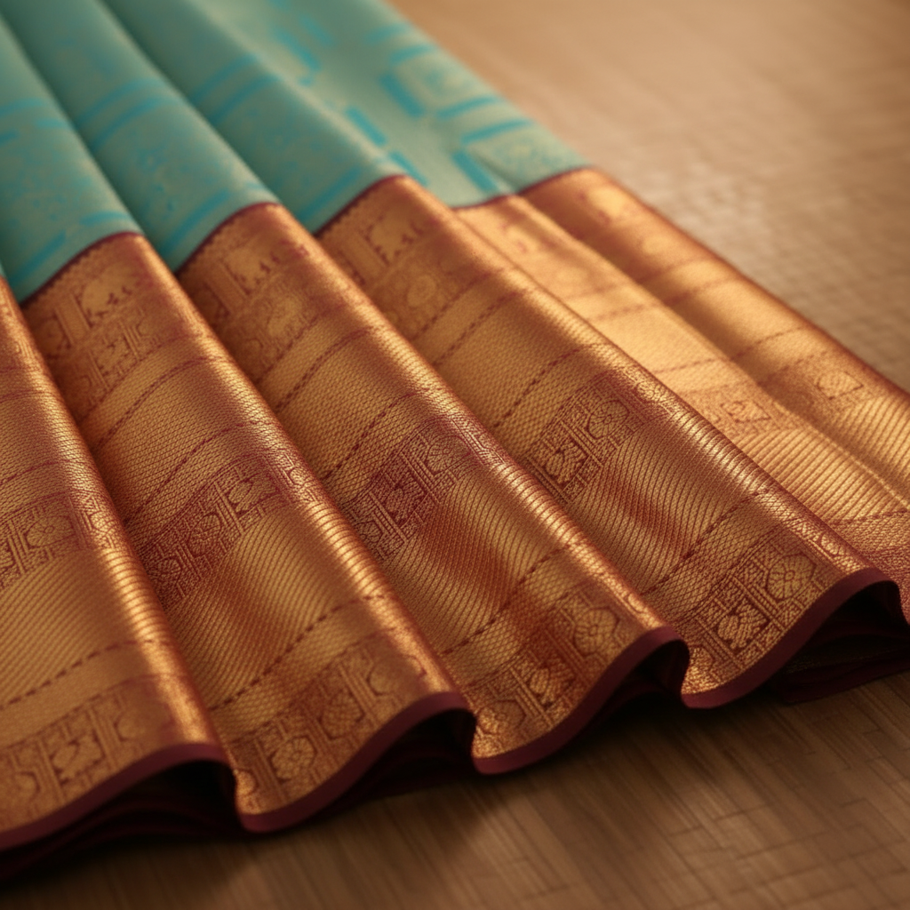 kuberan Turquoise blue Kanchipuram Silk Saree