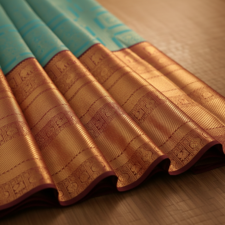 kuberan Turquoise blue Kanchipuram Silk Saree