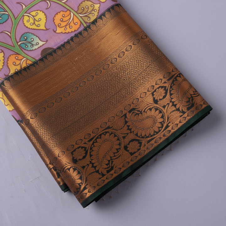 Copper Bronze Zari Border Close-up