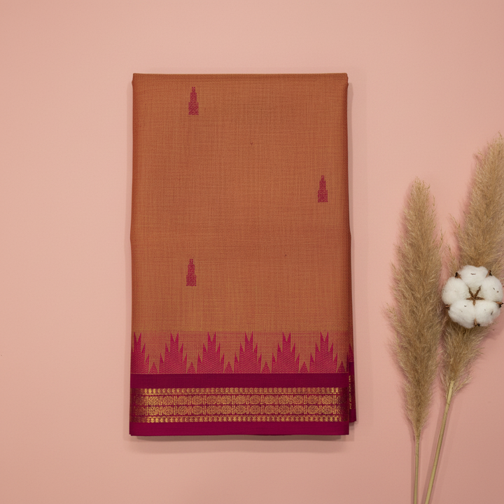 KUBERAN PEACH PINK COTTON SAREE