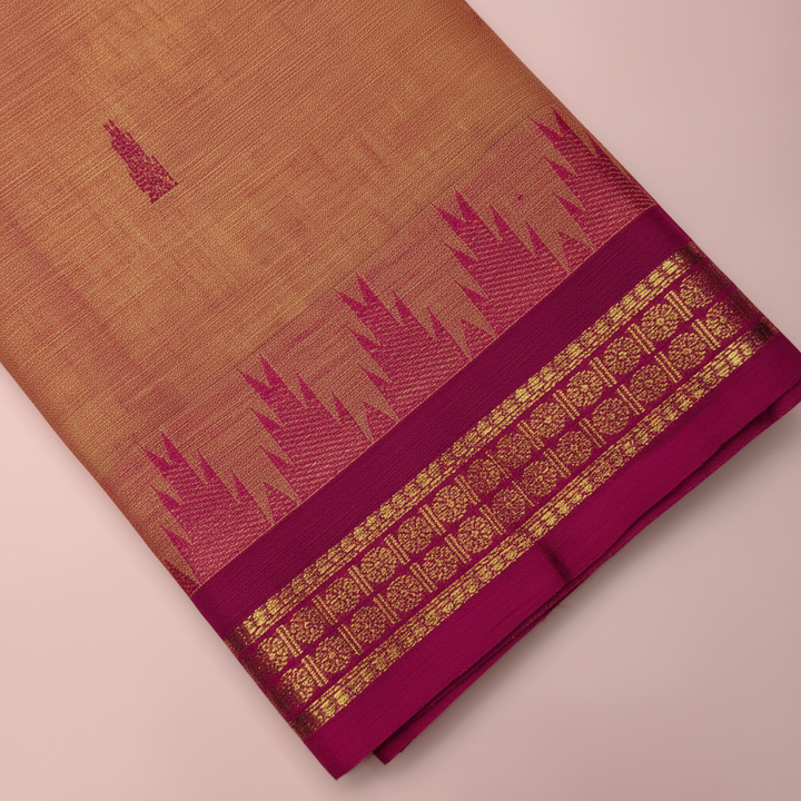 KUBERAN PEACH PINK COTTON SAREE