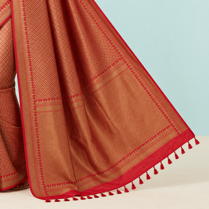 KUBERAN RED SEMI BANARASI SILK SAREE