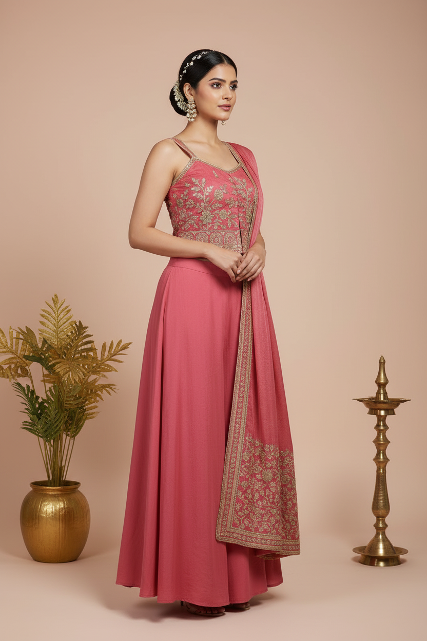 KUBERAN PEACH PALAZZO SET