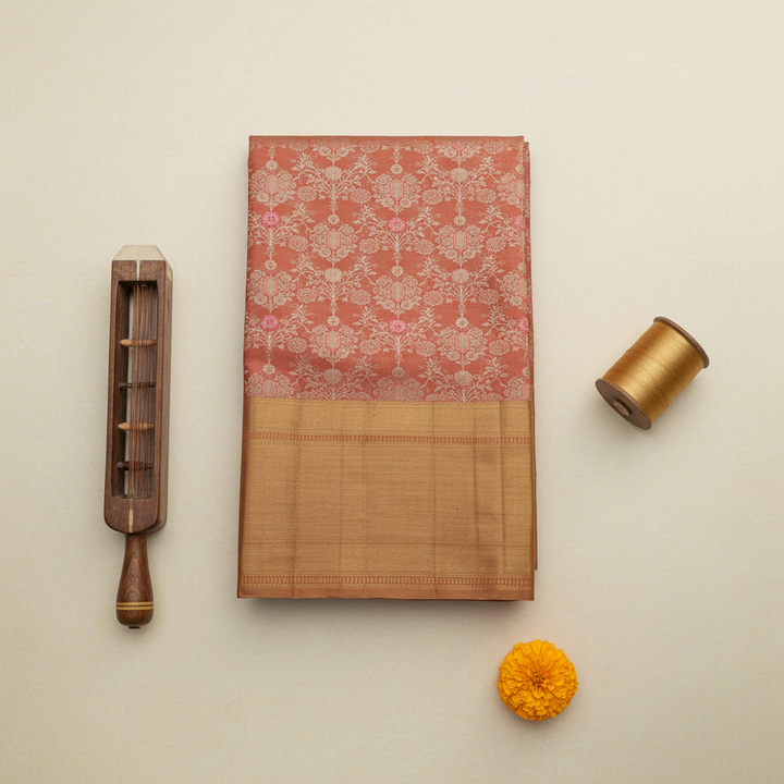 kuberan Coral pink Kanchipuram Silk Saree