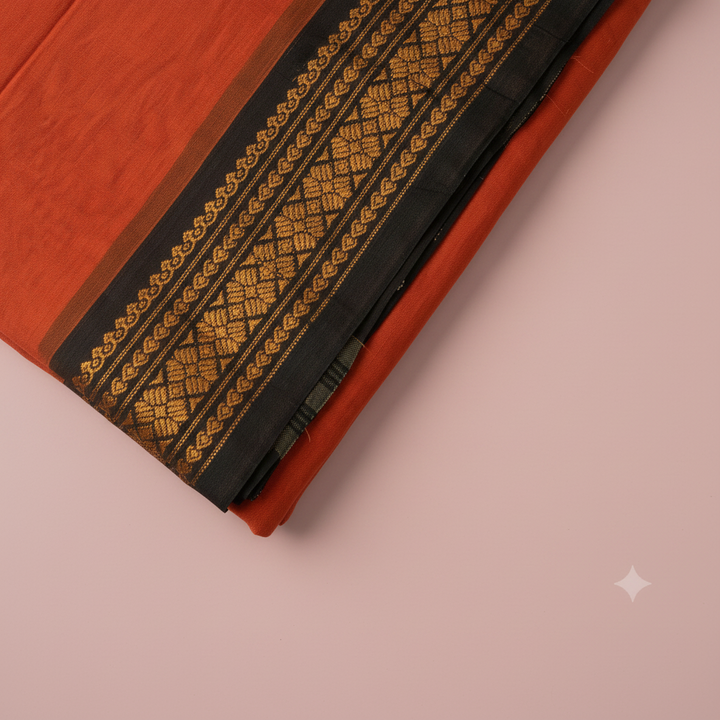 KUBERAN ORANGE COTTON SAREE