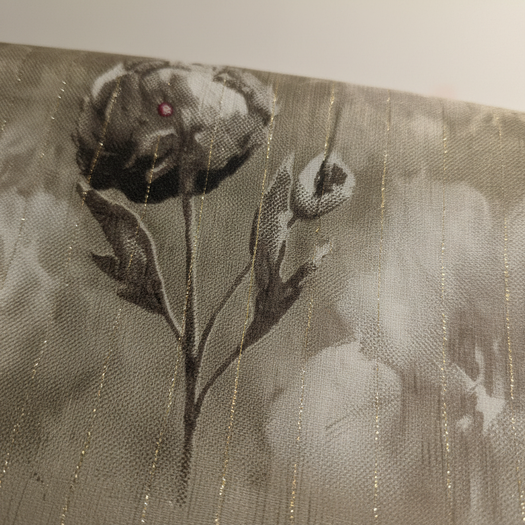 KUBERAN BEIGE PRINTED COTTON SAREE