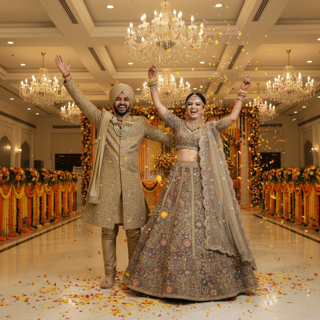 Kuberan Bridal Lehenga – Olive Grey Floral Embroidered
