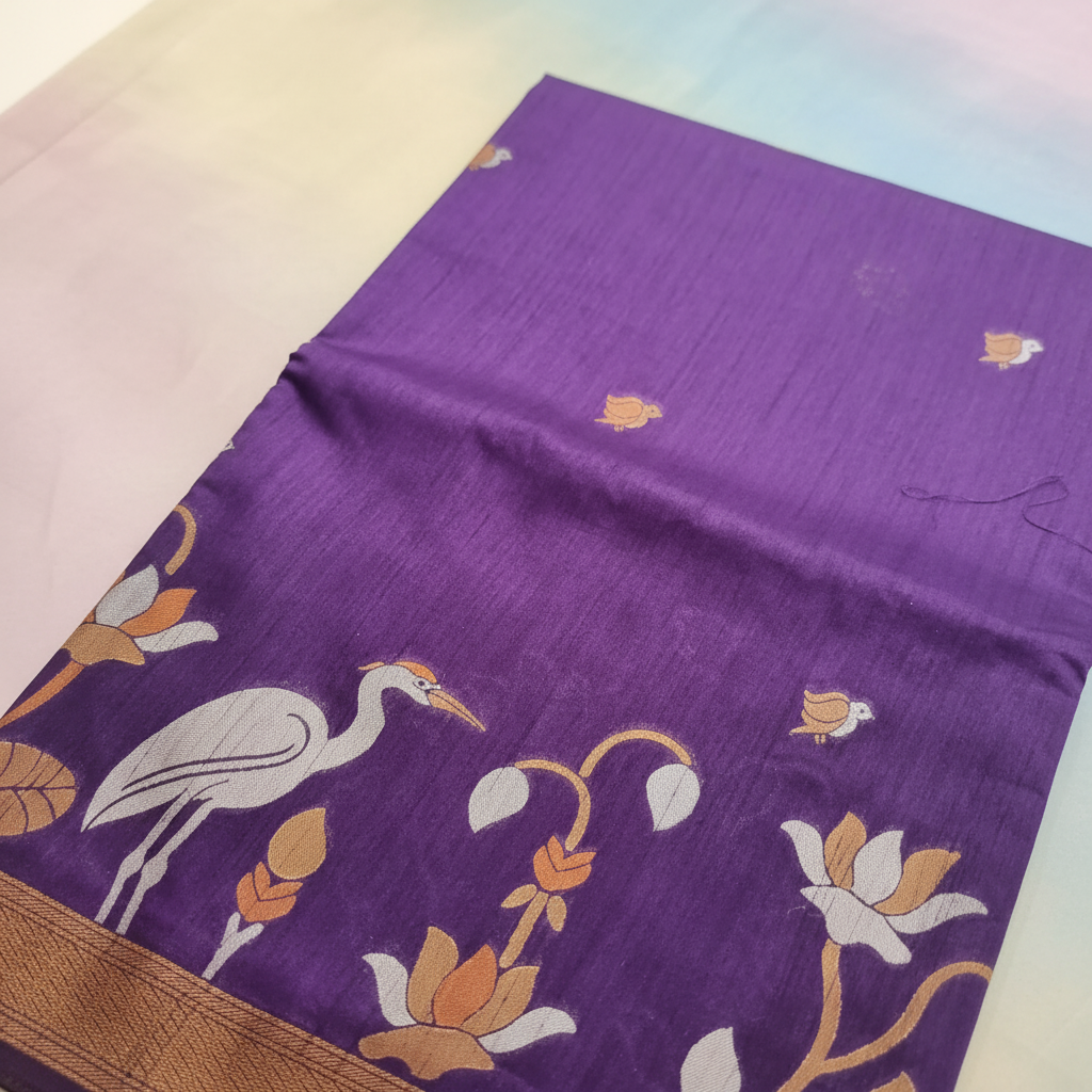 KUBERAN PURPLE RAW SILK SAREE