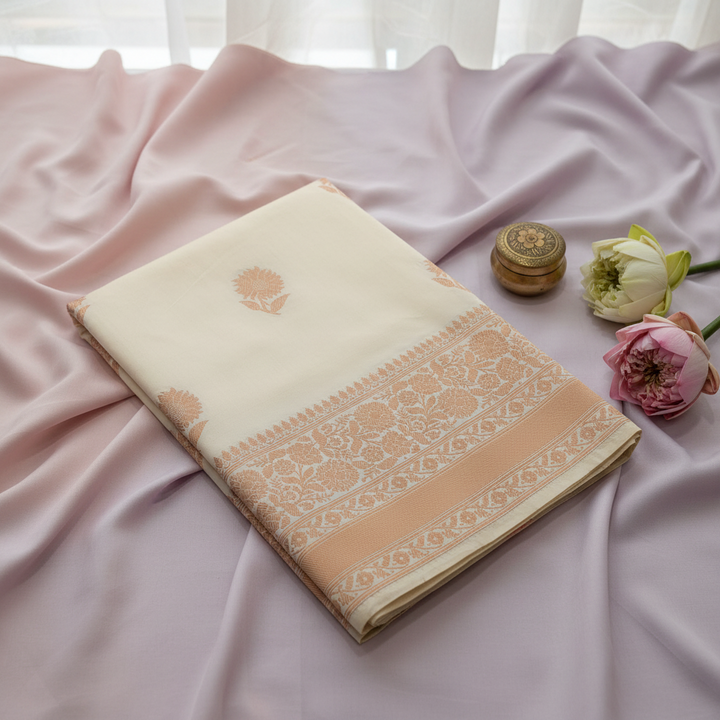 KUBERAN CREAM PURE BANARASI SILK SAREE