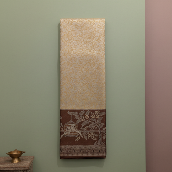 KUBERAN CREAM BROCADE SEMI SILK SAREE