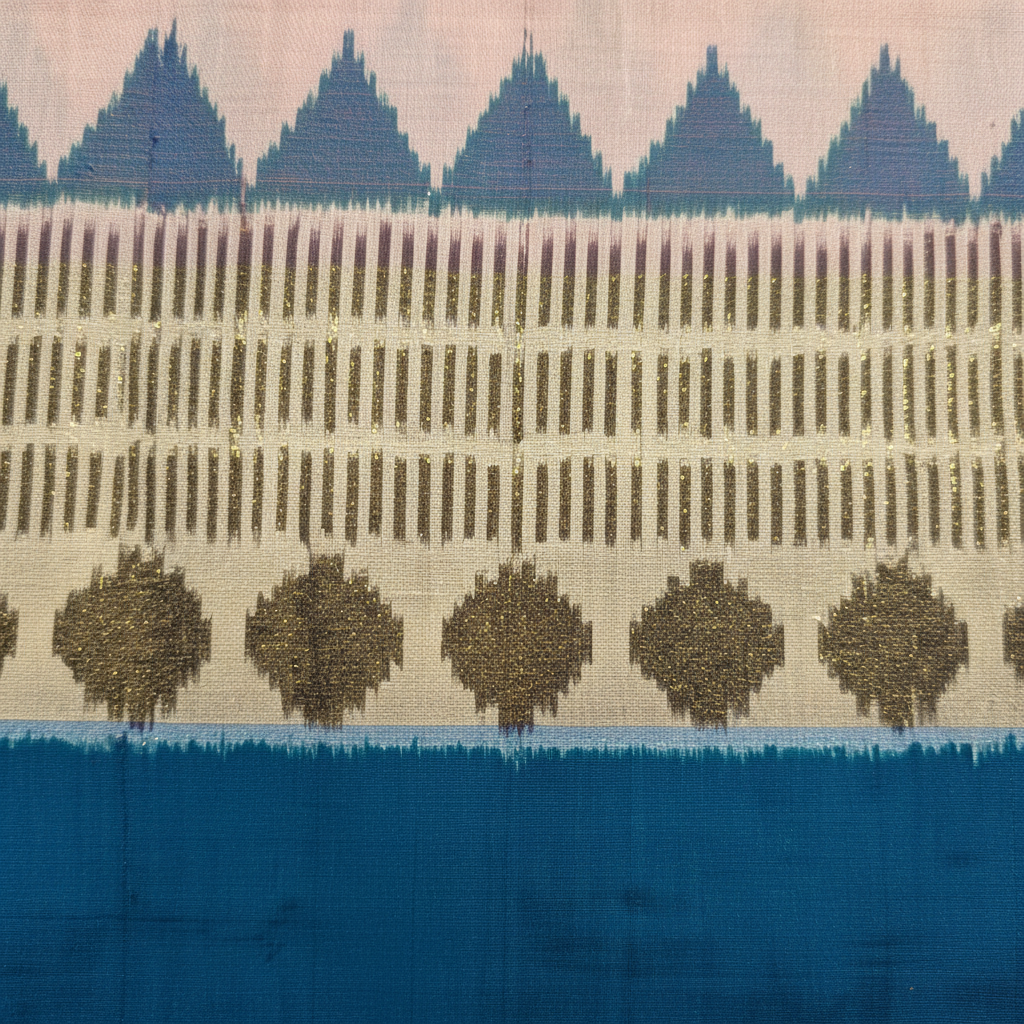 KUBERAN PEACH WITH BLUE POCHAMPALLY SILK SAREE