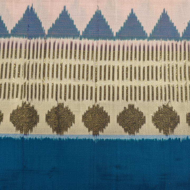 KUBERAN PEACH WITH BLUE POCHAMPALLY SILK SAREE