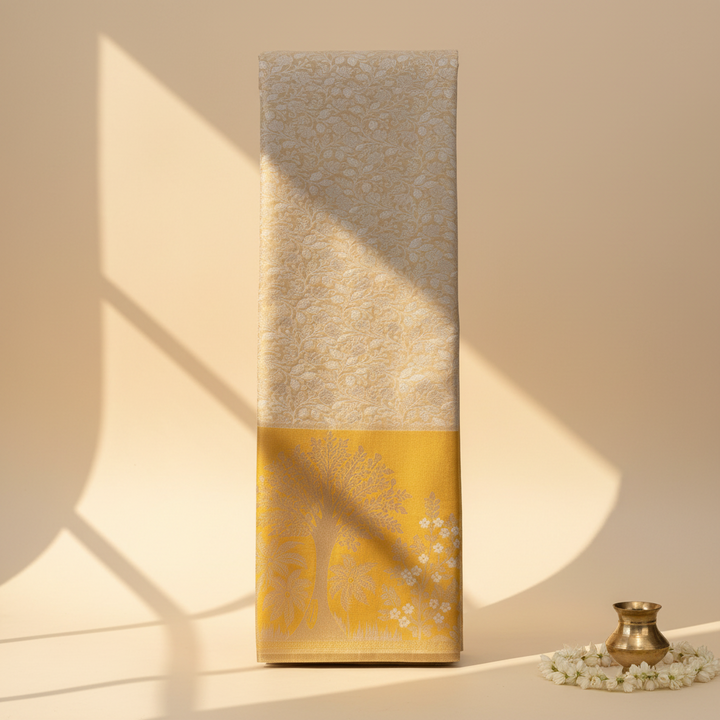 KUBERAN CREAM BROCADE SEMI SILK SAREE