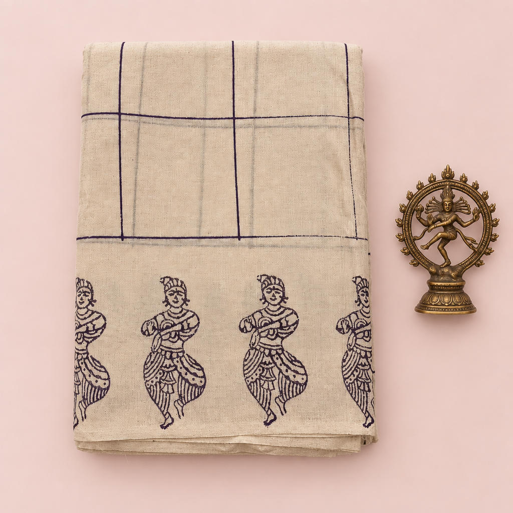 KUBERAN WHITE COTTON DANCE SAREE