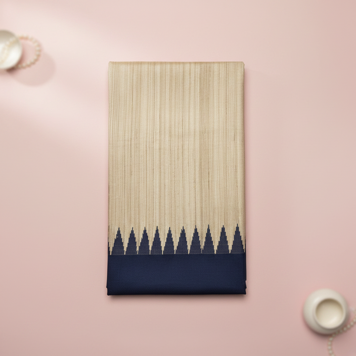 KUBERAN IVORY BLUE TUSSAR SILK SAREE