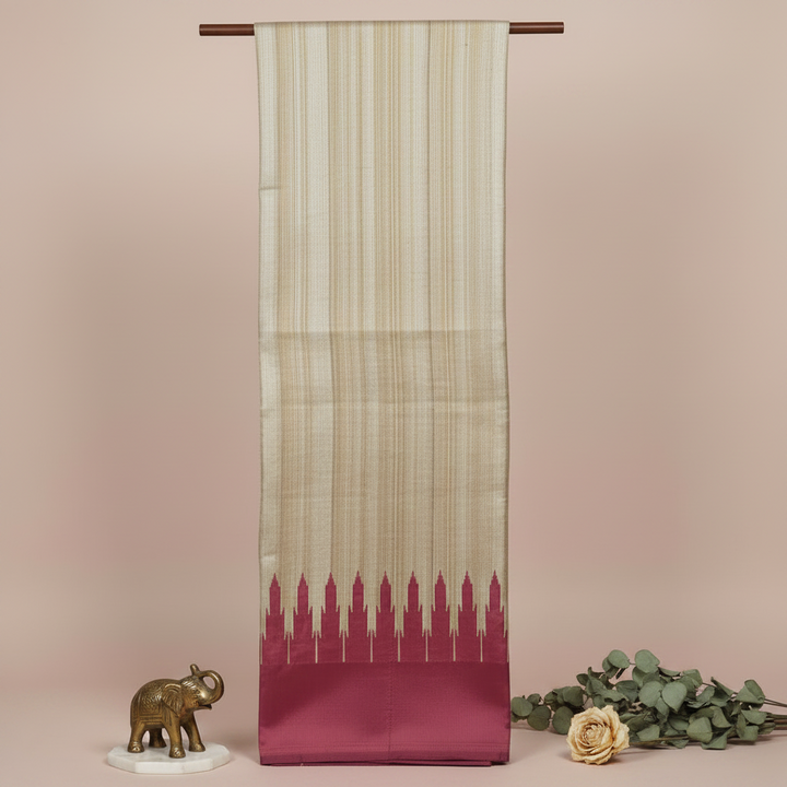 KUBERAN IVORY TUSSAR SILK SAREE