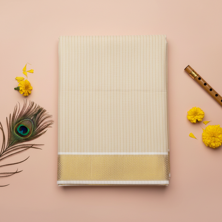 KUBERAN GOLDEN CREAM KERALA KASAVU SAREE