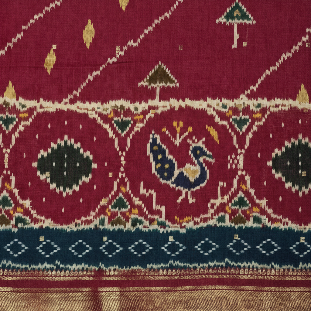 KUBERAN RED MAL COTTON PRINTED SAREE