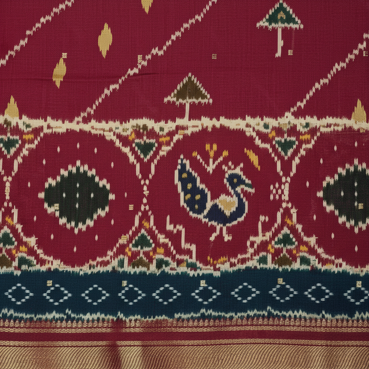 KUBERAN RED MAL COTTON PRINTED SAREE