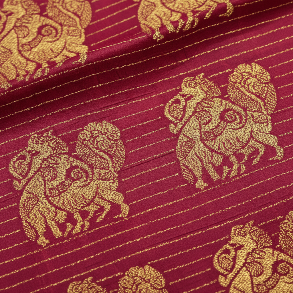 KUBERAN RED PURE KANCHIPURAM SILK SAREE