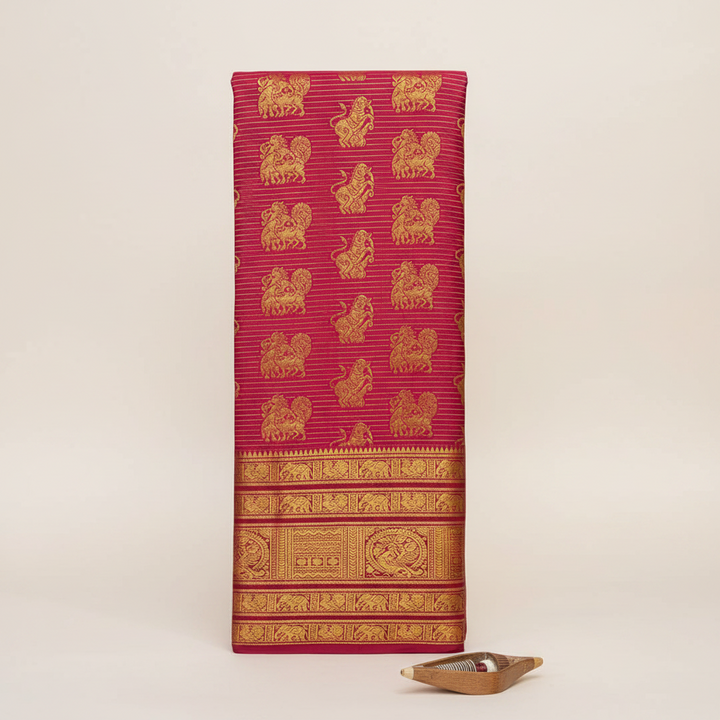 KUBERAN RED PURE KANCHIPURAM SILK SAREE