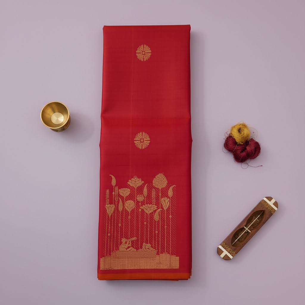 Kuberan Crimson Red Kanchipuram Silk Saree