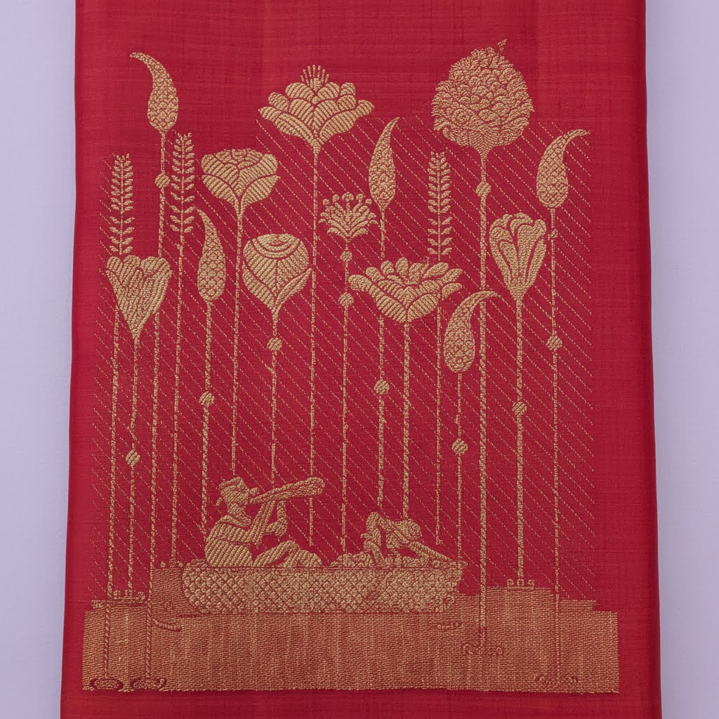 Kuberan Crimson Red Kanchipuram Silk Saree