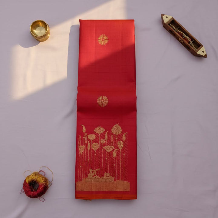 Kuberan Crimson Red Kanchipuram Silk Saree