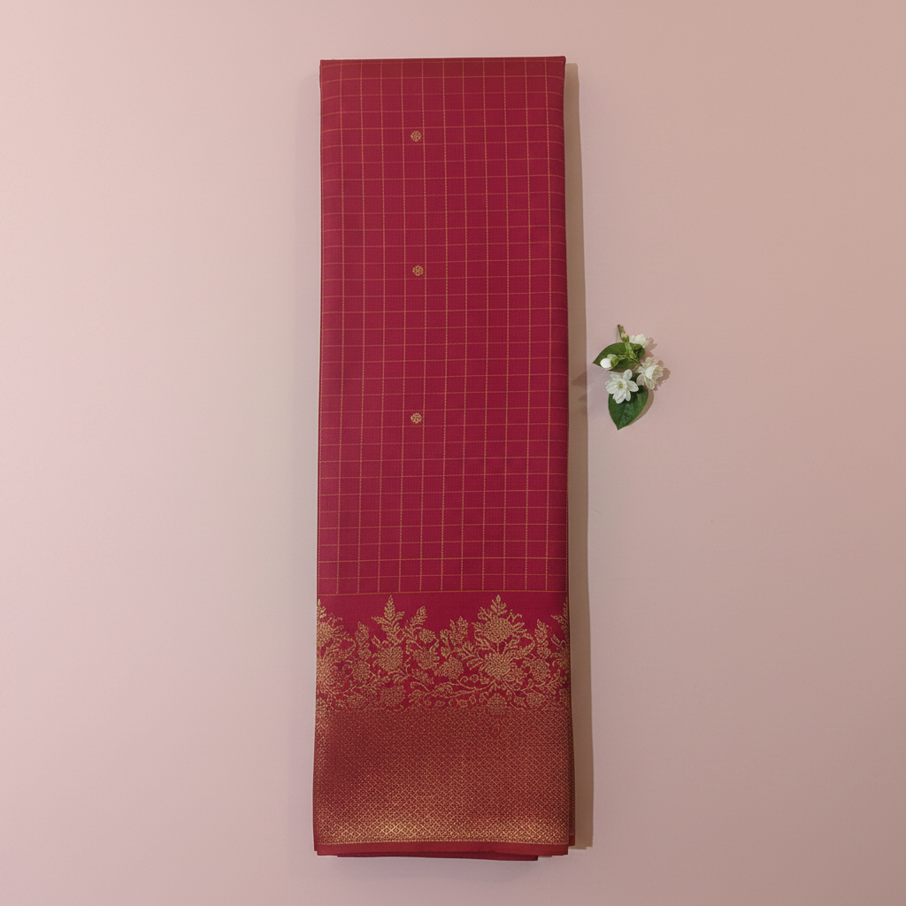 KUBERAN DARK PINK PURE KANCHIPURAM SILK SAREE