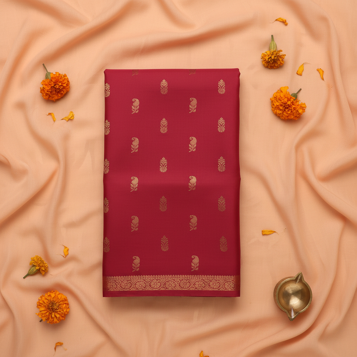 KUBERAN CRIMSON RED SEMI SILK SAREE