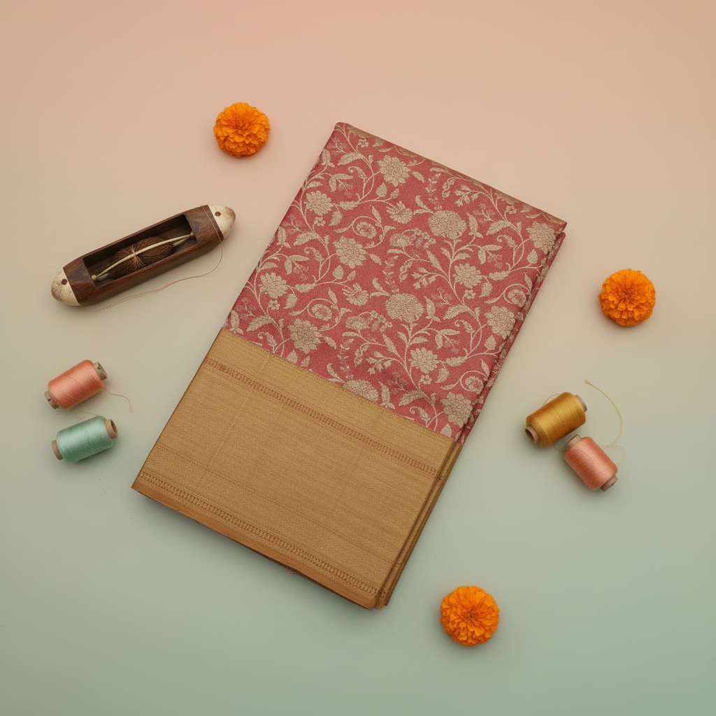 KUBERAN Rose Kanchipuram Silk Saree