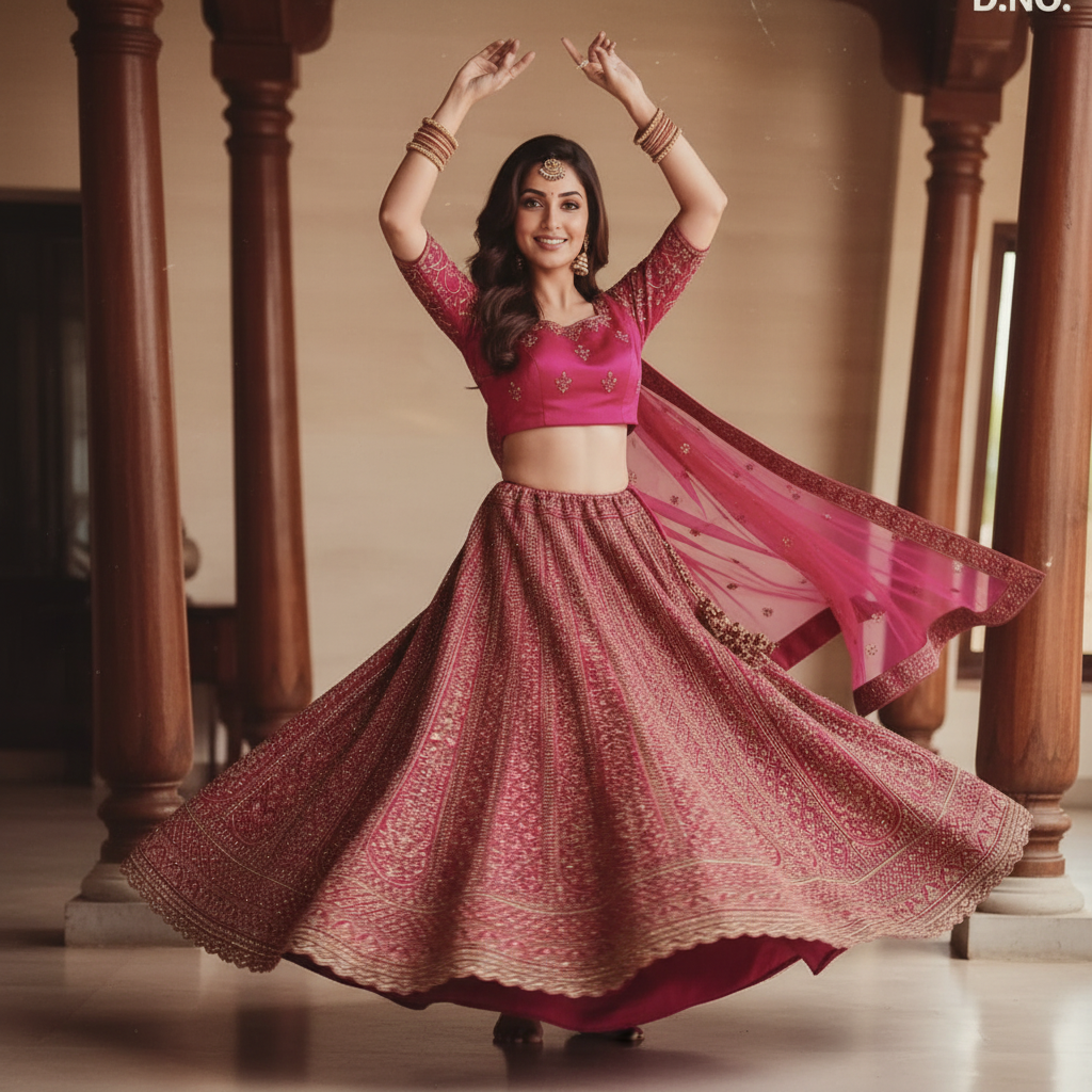 Kuberan Hot Pink Semi Bridal Lehenga Semi Stitched