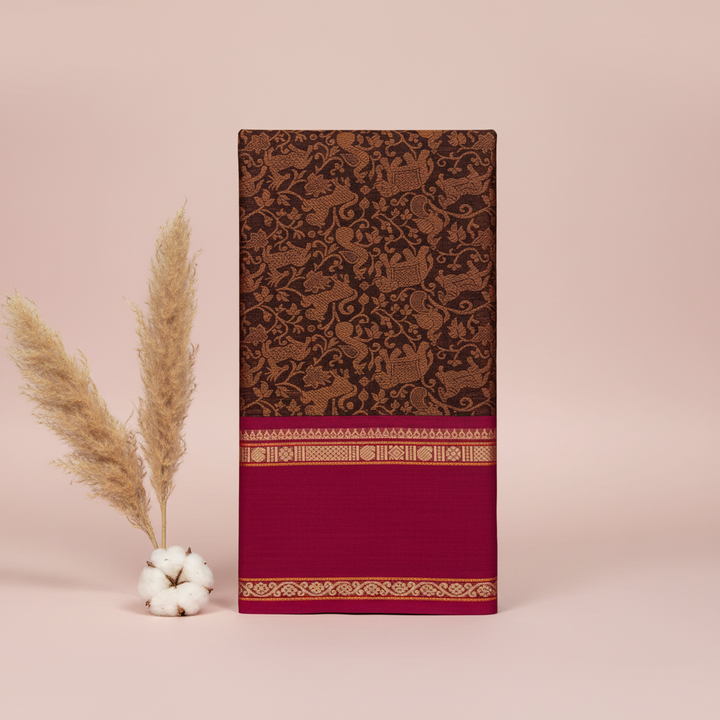 KUBERAN MAROON COTTON SAREE