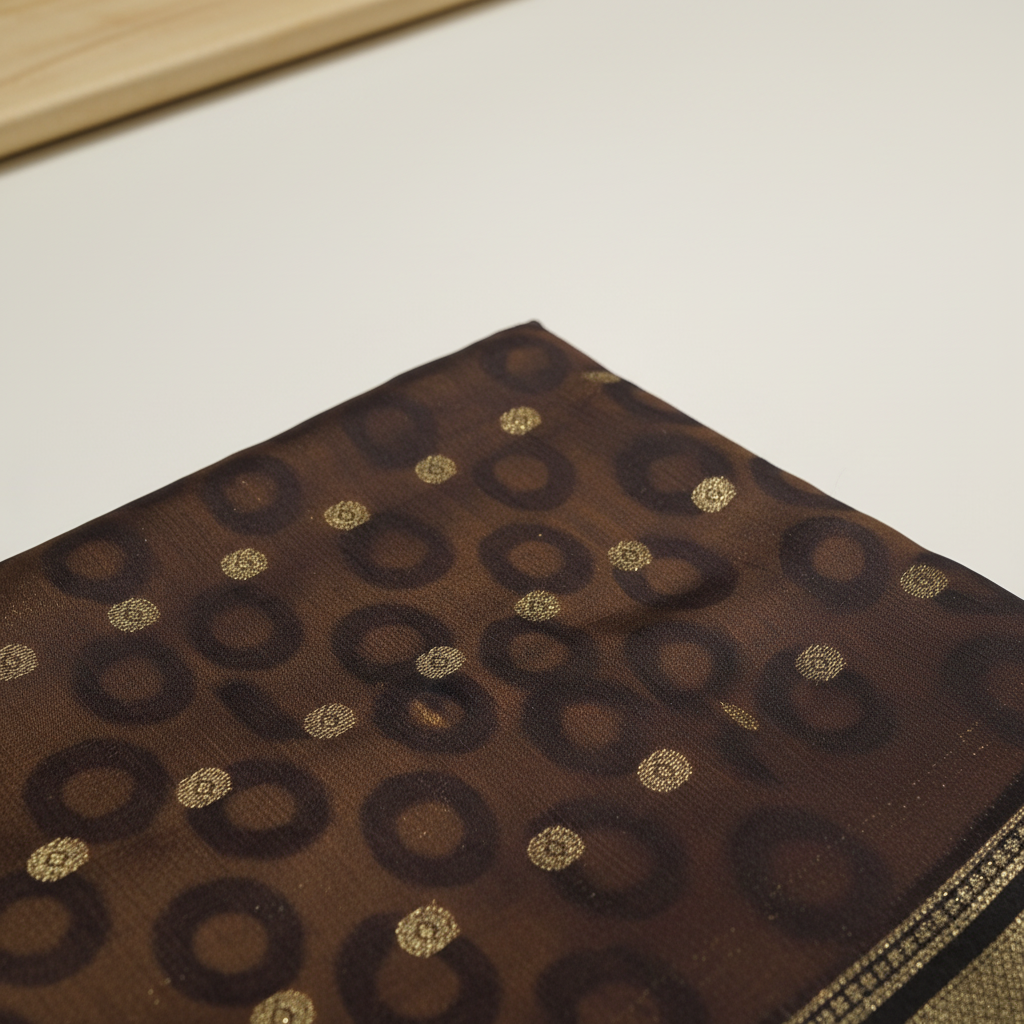 KUBERAN BROWN COTTON PRINTED SAREE