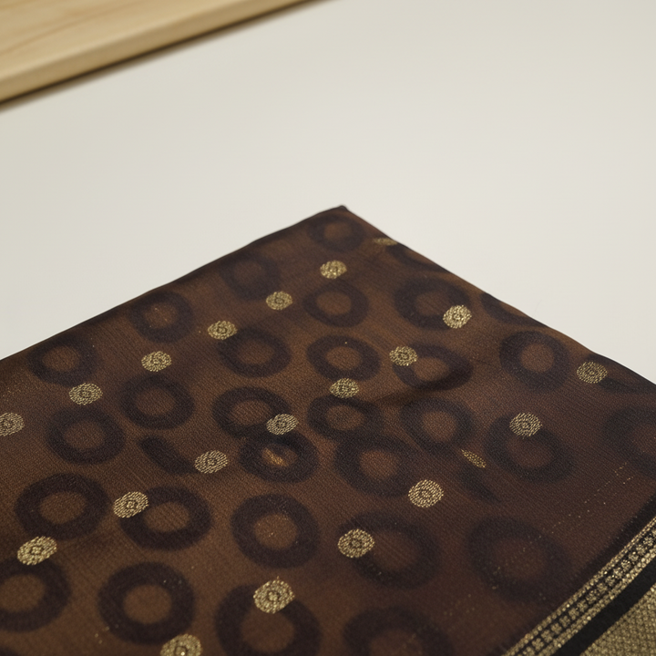 KUBERAN BROWN COTTON PRINTED SAREE