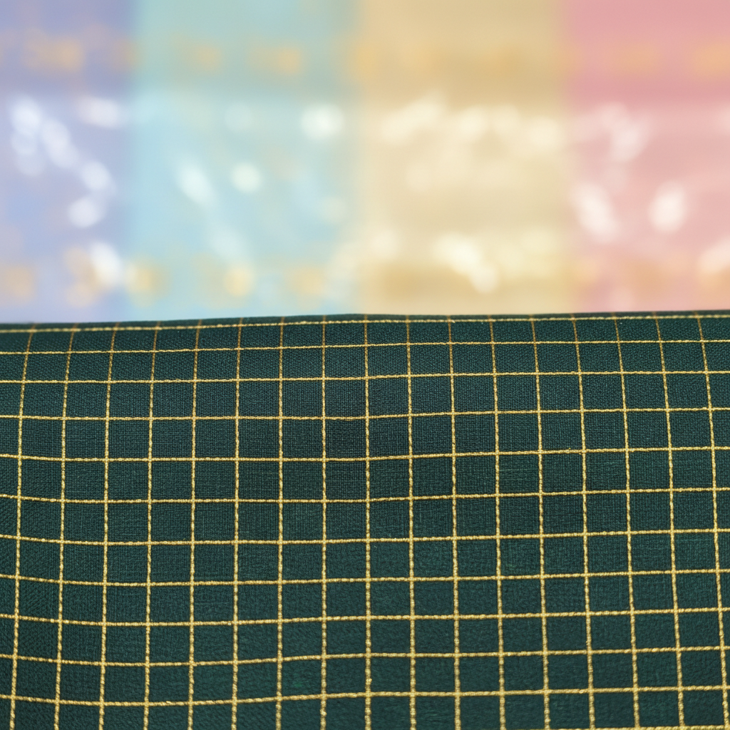 KUBERAN DARK GREEN PURE CREPE SAREE