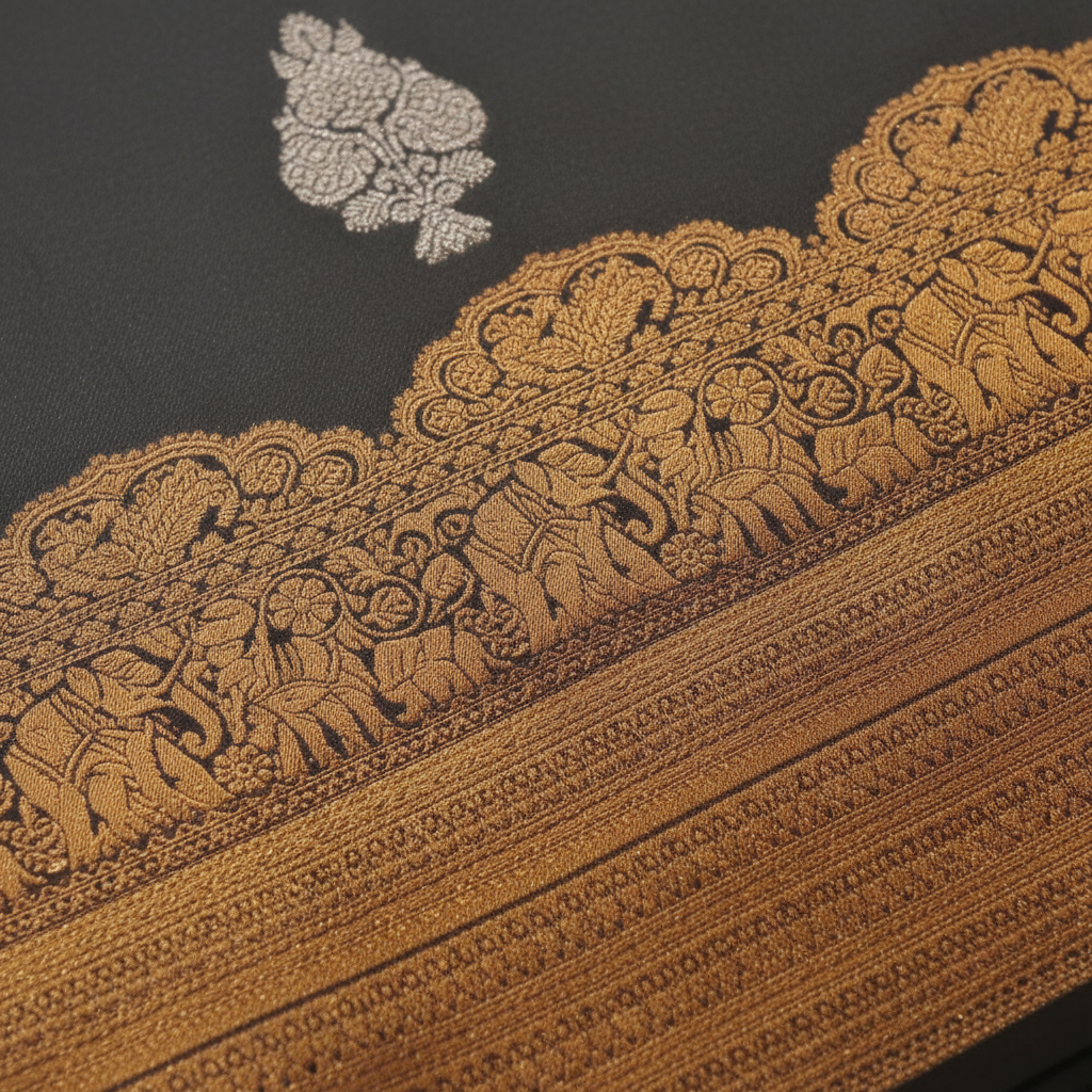 Dark Grey Banarasi – Border Close-up