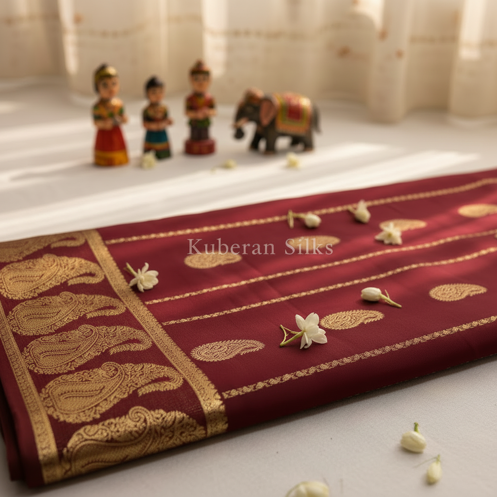 Kuberan Maroon Mysore Silk Saree