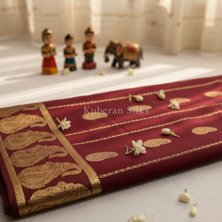 Kuberan Maroon Mysore Silk Saree