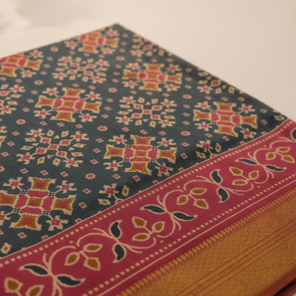 KUBERAN GREY SEMI POCHAMPALLY SILK SAREE