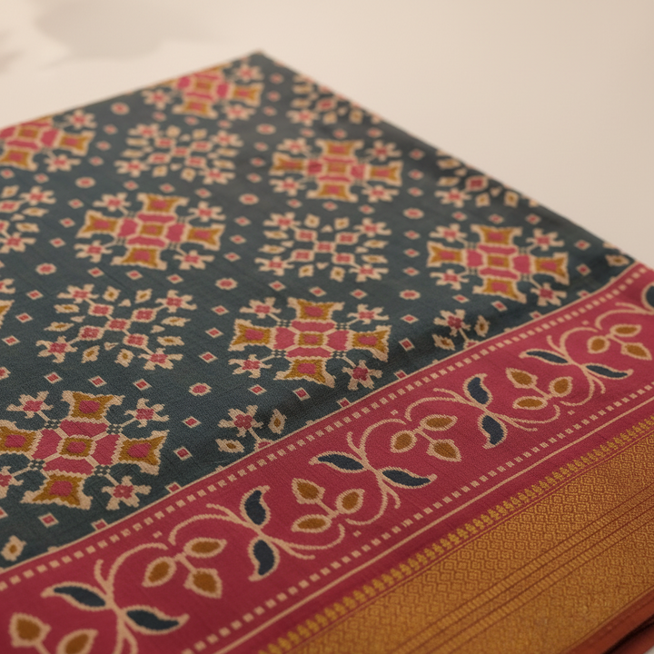 KUBERAN GREY SEMI POCHAMPALLY SILK SAREE