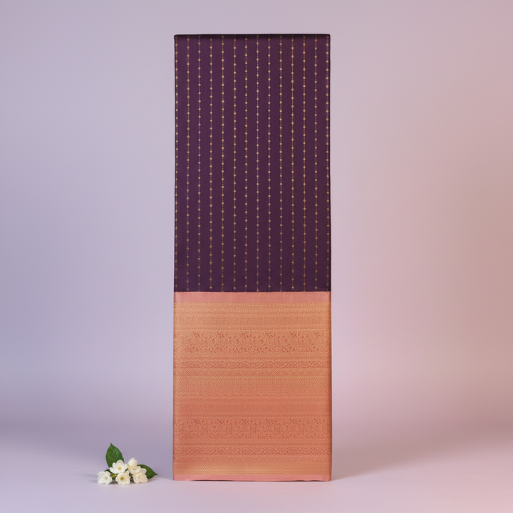 KUBERAN PURPLE WITH PEACH PURE KANCHIPURAM SILK SAREE