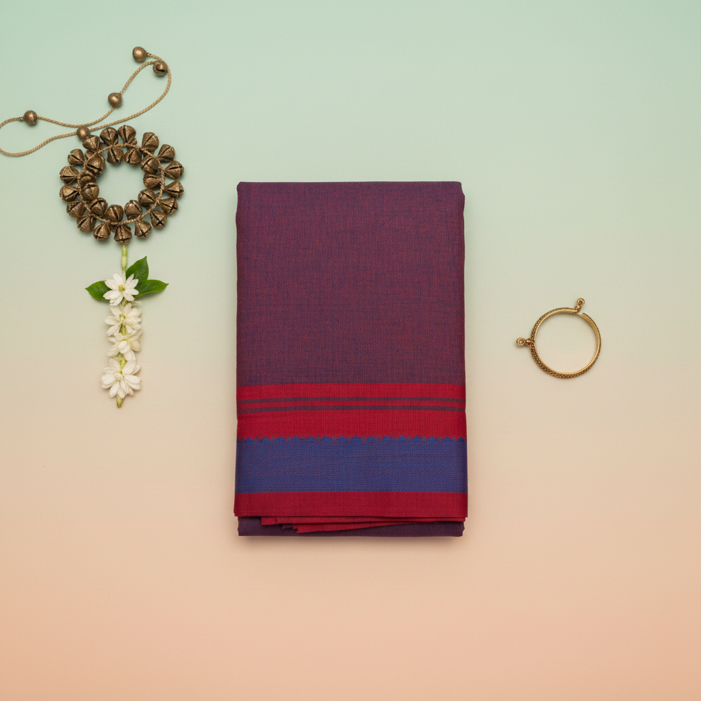 KUBERAN BURGUNDY COTTON DANCE PRACTICE SAREE