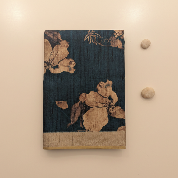 KUBERAN CARBON BLUE SEMI TUSSAR SILK SAREE