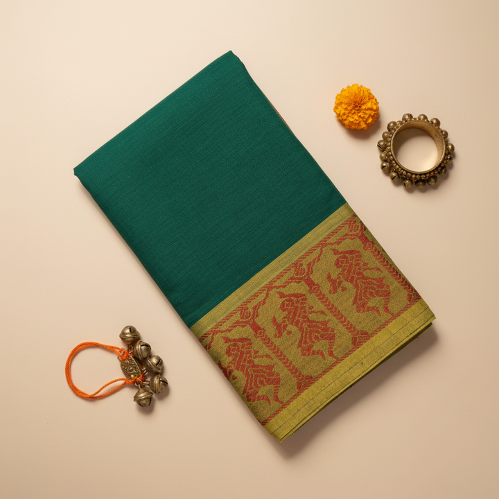 KUBERAN GREEN COTTON DANCE PRACTICE SAREE