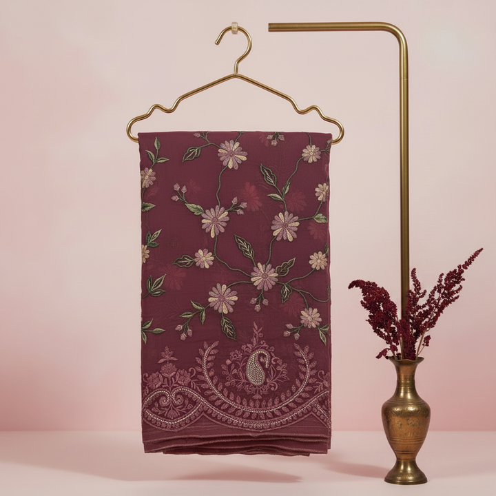 KUBERAN MAROON ORGANZA SAREE
