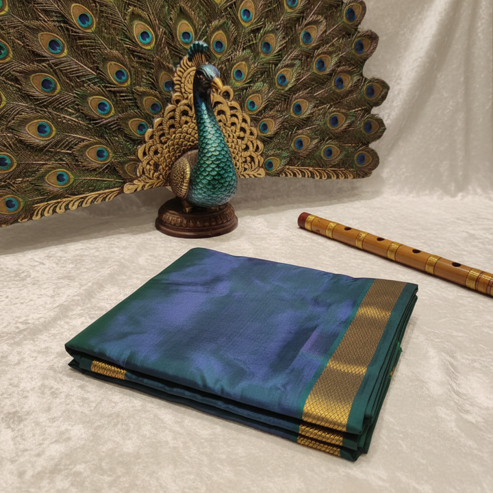 Kuberan peacock blue Mix Silk Dhoti