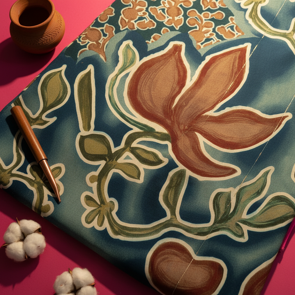 Kuberan Teal Mal Cotton Saree with Woven Border